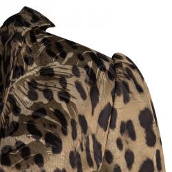 Pre Owned Dolce And Gabbana Brown Animal Print Ruffled Collar Coat M