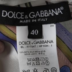 Pre Owned Dolce and Gabbana Multicolor Viva La Mamma Drawing Print Silk Blouse S