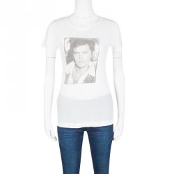 مملوكة مسبقًا Dolce and Gabbana White Alain Delon Print Short Sleeve T-Shirt S