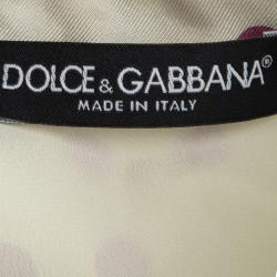 مملوكة مسبقًا Dolce and Gabbana Beige Polka Dotted Silk Button Front Dress L