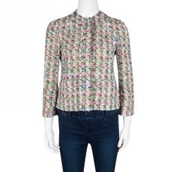 Pre Owned Dolce and Gabbana Multicolor Textured Fringe Edged Boucle Jacket S