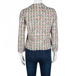 Pre Owned Dolce and Gabbana Multicolor Textured Fringe Edged Boucle Jacket S