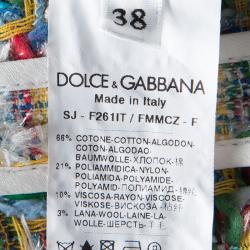 Pre Owned Dolce and Gabbana Multicolor Textured Fringe Edged Boucle Jacket S