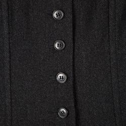 مملوكة مسبقًا Dolce and Gabbana Dark Grey Herringbone Wool Button Front Corset S