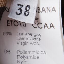 مملوكة مسبقًا Dolce and Gabbana Dark Grey Herringbone Wool Button Front Corset S