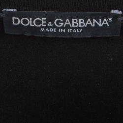 Pre Owned Dolce and Gabbana Black Wool Silk Embroidered Sequin Detail Cardigan M