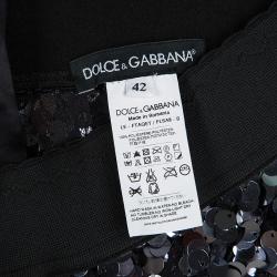 Pre Owned Dolce and Gabbana Silver Sequin Paillette Embellished Leggings M
