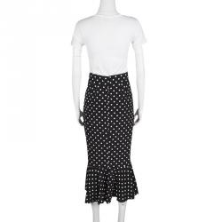 مملوكة مسبقًا Dolce & Gabbana Monochrome Polka Dot Ruffle Bottom Silk Skirt S