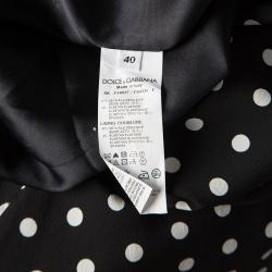 مملوكة مسبقًا Dolce & Gabbana Monochrome Polka Dot Ruffle Bottom Silk Skirt S