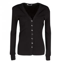 Pre Owned Dolce and Gabbana Black Ribbed Cardigan M