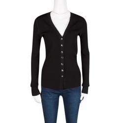 Pre Owned Dolce and Gabbana Black Ribbed Cardigan M