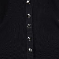 Pre Owned Dolce and Gabbana Black Ribbed Cardigan M