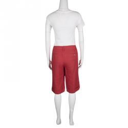 Dolce and Gabbana Red Linen Blend Bermuda Shorts L