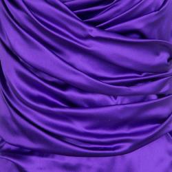 Pre Owned Dolce and Gabbana Puple Satin Ruched Sleeveless Dress L