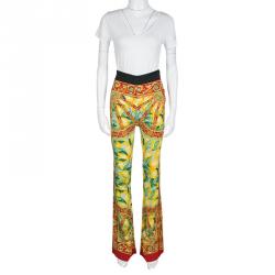 Pre Owned Dolce and Gabbana Multicolor Roman Lemon Printed Pants S