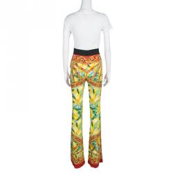 Pre Owned Dolce and Gabbana Multicolor Roman Lemon Printed Pants S