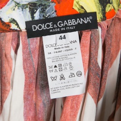 Pre Owned تنورة ميدي دولتشي أند غابانا طباعة فلفل حار قطن بوبلين بطيات M