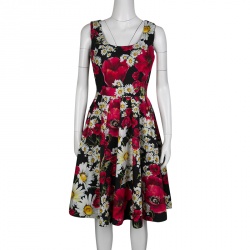 Pre Owned فستان دولتشي أند غابانا بوبي أند ديزي قطن مطبوع بلا أكمام M