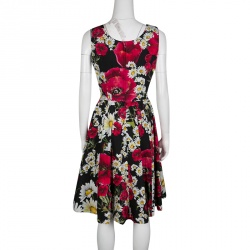 Pre Owned فستان دولتشي أند غابانا بوبي أند ديزي قطن مطبوع بلا أكمام M