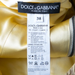 Pre Owned Dolce and Gabbana Ochre Yellow Embossed Jacquard Fitted Top S