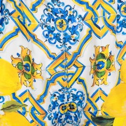 Dolce and Gabbana Multicolor Lemon Print Silk High Waist Shorts S