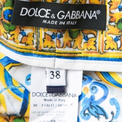 Dolce and Gabbana Multicolor Lemon Print Silk High Waist Shorts S