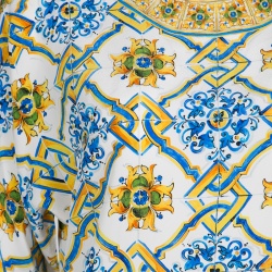 Pre Owned Dolce and Gabbana Majolica Print Dolman Sleeve Silk Top S