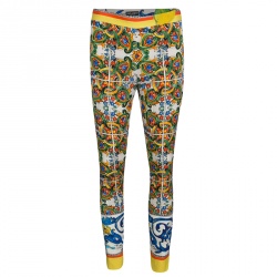 Pre Owned Dolce and Gabbana Multicolor Majolica Print Tapered Pants S