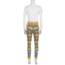 Pre Owned Dolce and Gabbana Multicolor Majolica Print Tapered Pants S