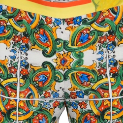 Pre Owned Dolce and Gabbana Multicolor Majolica Print Tapered Pants S