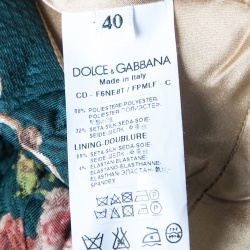 Pre Owned Dolce and Gabbana Bottle Green Floral And Key Print Embossed Jacquard Dress S