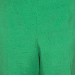 Pre Owned Dolce and Gabbana Green Silk Tailored Pants M