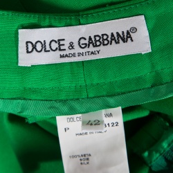 Pre Owned Dolce and Gabbana Green Silk Tailored Pants M