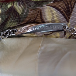 Pre Owned جاكيت بليزر دولتشي أند غابانا حرير كريمي مورد مطبوع M