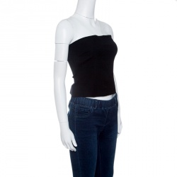 Pre Owned Dolce and Gabbana Black Knit Strapless Top M