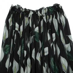 Pre Owned Dolce and Gabbana Floral Silk Chiffon Skirt M
