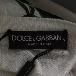 Pre Owned Dolce and Gabbana Cream Floral Print Embossed Jacquard Button Front Cardigan L