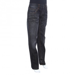 مملوكة مسبقًا بنطلون جينز دولتشي آند غابانا 14 غرين دينم رصاصي ممزق نمط باهت M