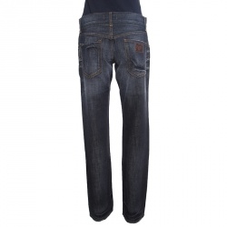 مملوكة مسبقًا بنطلون جينز دولتشي آند غابانا 14 غرين دينم رصاصي ممزق نمط باهت M