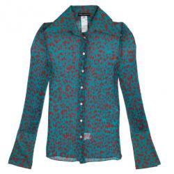 Pre Owned Dolce and Gabbana Animal Leopard Print Stretch Shirt S