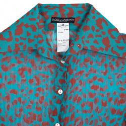 Pre Owned Dolce and Gabbana Animal Leopard Print Stretch Shirt S
