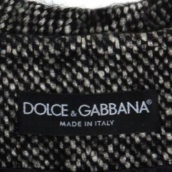 Pre Owned Dolce and Gabbana Gray Wool Herringbone Coat M