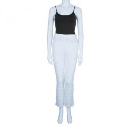 Pre Owned Dolce and Gabbana White Lace Flare Pants M