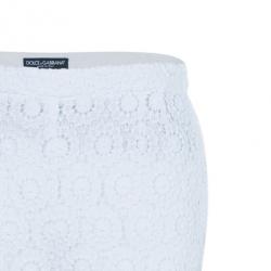 Pre Owned Dolce and Gabbana White Lace Flare Pants M