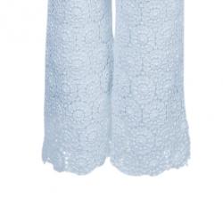 Pre Owned Dolce and Gabbana White Lace Flare Pants M