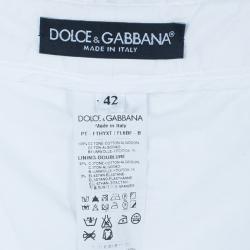 Pre Owned Dolce and Gabbana White Lace Flare Pants M