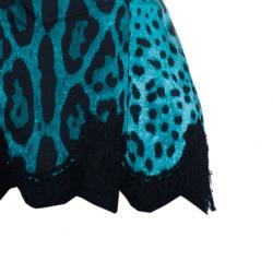 Pre Owned بلوزة دولتشي أند غابانا تركواز طباعة الفهد بحمالات L