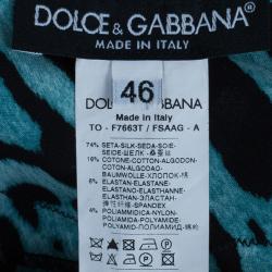 Pre Owned بلوزة دولتشي أند غابانا تركواز طباعة الفهد بحمالات L