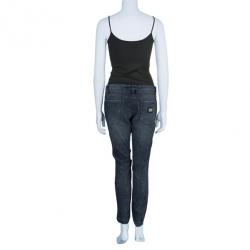Pre Owned Dolce and Gabbana Charcoal Distressed Skinny Jeans M