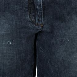 Pre Owned Dolce and Gabbana Charcoal Distressed Skinny Jeans M